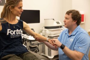Patient receives a cortisone injection at Forte Sports Medicine