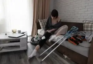 A person after getting ACL surgery in Central Indiana